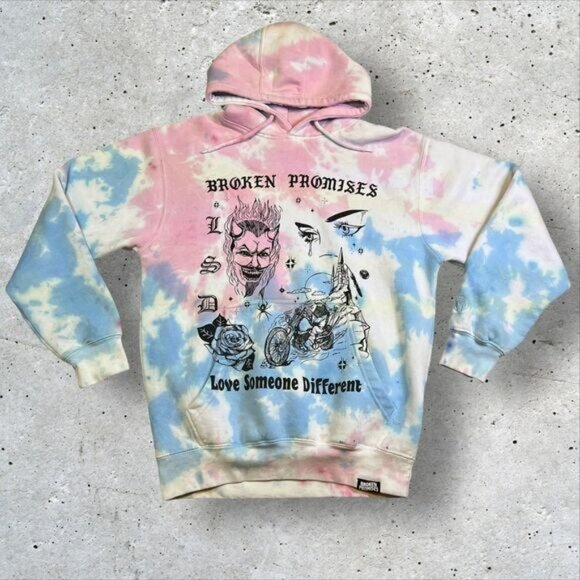 Broken Promises Hoodie Size Medium Love Someone Different Tye Die Pullover - Picture 1 of 8